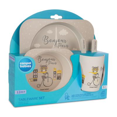 Canpol babies Bonjour Paris Tableware Set Beige Съдове за деца Комплект