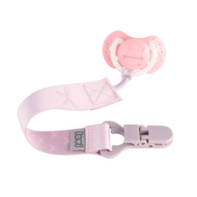 LOVI Baby Shower Soother Clip With Ribbon Girl Клипс за биберон за деца 1 бр