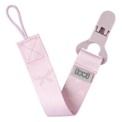 LOVI Baby Shower Soother Clip With Ribbon Girl Клипс за биберон за деца 1 бр