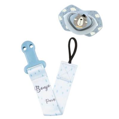 Canpol babies Bonjour Paris Soother Clip With Ribbon Blue Клипс за биберон за деца 1 бр