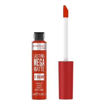 Rimmel London Lasting Mega Matte Liquid Lip Colour Червило за жени 7,4 ml Нюанс Scarlet Flames