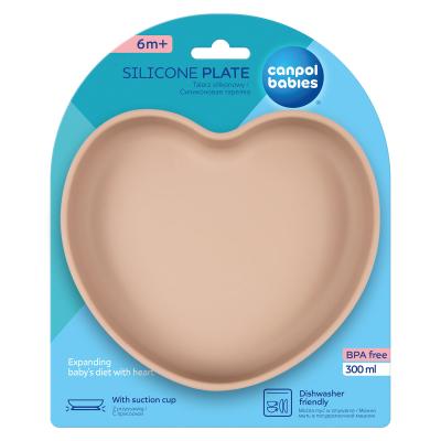 Canpol babies Silicone Suction Plate Heart Beige Съдове за деца 300 ml