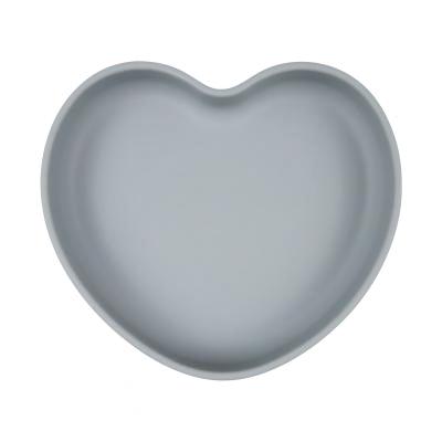 Canpol babies Silicone Suction Plate Heart Grey Съдове за деца 300 ml