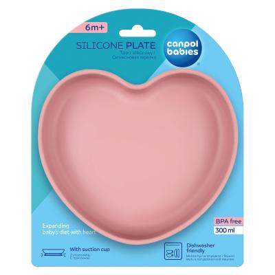 Canpol babies Silicone Suction Plate Heart Pink Съдове за деца 300 ml