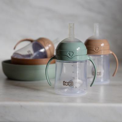 LOVI First Cup With Weighted Straw Green 6m+ Чаша за деца 150 ml