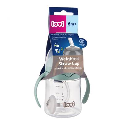 LOVI First Cup With Weighted Straw Green 6m+ Чаша за деца 150 ml