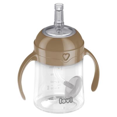 LOVI First Cup With Weighted Straw Brown 6m+ Чаша за деца 150 ml