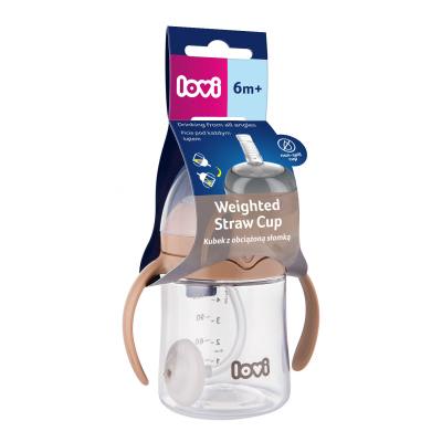 LOVI First Cup With Weighted Straw Brown 6m+ Чаша за деца 150 ml