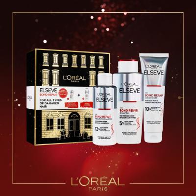 L&#039;Oréal Paris Elseve Bond Repair Подаръчен комплект шампоан Elseve Bond Repair Shampoo 200 ml + грижа преди шампоан Elseve Bond Repair Pre-Shampoo 200 ml + балсам Elseve Bond Repair Balm 150 ml