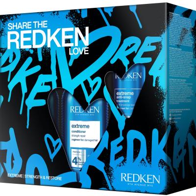 Redken Share The Redken Extreme Love Подаръчен комплект шампоан Extreme Shampoo 300 ml + балсам Extreme Conditioner 300 ml + грижа за косата Extreme Anti-Snap Treatment 250 ml