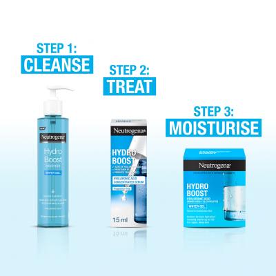 Neutrogena Hydro Boost Gift Set Подаръчен комплект хидратиращ гел за лице Hydro Boost Water Gel 50 ml + серум за лице Hydro Boost Hyaluronic Acid Concentrated Serum 15 ml + почистващ гел за лице Hydro Boost Water Gel Cleanser 200 ml