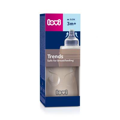 LOVI Trends Bottle 3m+ Beige Бебешко шише за деца 250 ml