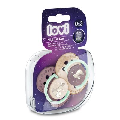 LOVI Night &amp; Day Dynamic Soother Girl 0-3m Биберон за деца 2 бр