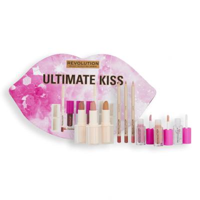 Makeup Revolution London Ultimate Kiss Gift Set Подаръчен комплект червило Lip Allure 3,2 g Chauffeur + червило Lip Allure 3,2 g Lover + червило Lip Allure 3,2 g Queen + молив за устни Satin Kiss 1 g Chauffeur + молив за устни Satin Kiss 1 g Lover + молив за устни Satin Kiss 1 g Queen + гланц Pout B