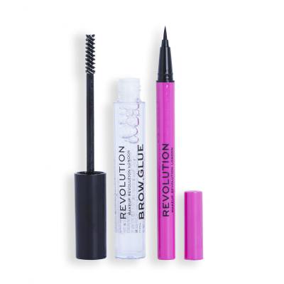 Makeup Revolution London Eye &amp; Brow Icons Gift Set Подаръчен комплект гел за вежди Brow Glue 3 ml+ очна линия Liquid Liner 0,5 ml