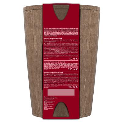 Old Spice Captain Подаръчен комплект деостик 50 ml + душ гел 3в1 250 ml + афтършейв 100 ml + дървена бъчва