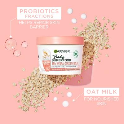 Garnier Body Superfood 48h Hydra-Sensitive Balm Oat Milk + Prebiotics Балсам за тяло за жени 380 ml