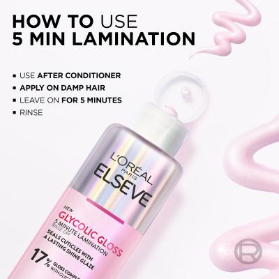 L&#039;Oréal Paris Elseve Glycolic Gloss 5 Minute Lamination Маска за коса за жени 200 ml