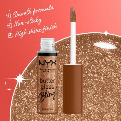 NYX Professional Makeup Butter Gloss Bling Блясък за устни за жени 8 ml Нюанс 04 Pay Me In Gold