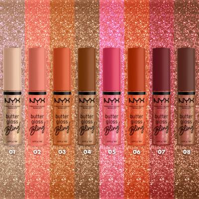 NYX Professional Makeup Butter Gloss Bling Блясък за устни за жени 8 ml Нюанс 01 Bring The Bling