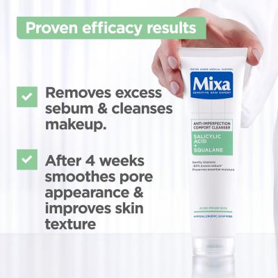 Mixa Salicylic Acid + Squalane Anti-Imperfection Comfort Cleanser Почистващ гел за жени 150 ml