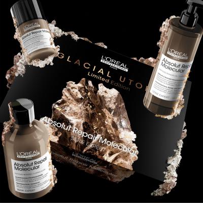 L&#039;Oréal Professionnel Absolut Repair Molecular Glacial Utopia Limited Edition Подаръчен комплект шампоан Absolut Repair Molecular 300 ml + серум за коса Absolut Repair Molecular 250 ml + маска за коса Absolut Repair Molecular Professional Leave-In Mask 50 ml