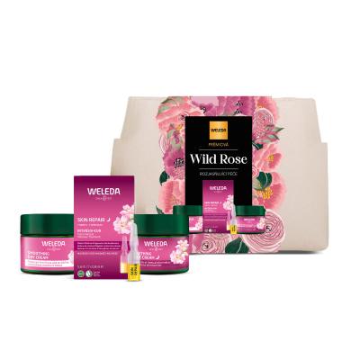 Weleda Wild Rose & White Tea Premium Brightening Care Подаръчен комплект дневен крем за лице Wild Rose & White Tea Smoothing Day Cream 40 ml + нощен крем за лице Wild Rose & White Tea Smoothing Night Cream 40 ml + нощен серум за лице Wild Rose Skin Repair 7 Nights Intensive Treatment 5,6 ml + козмет