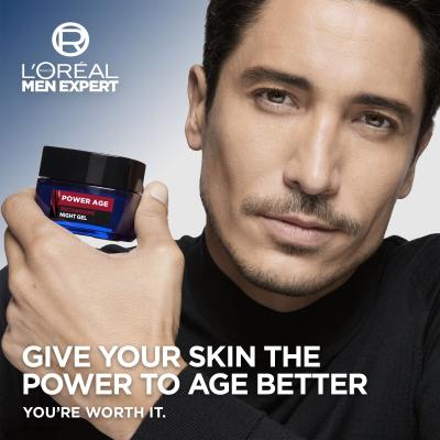 L&#039;Oréal Paris Men Expert Power Age Recharging Night Gel Гел за лице за мъже 50 ml