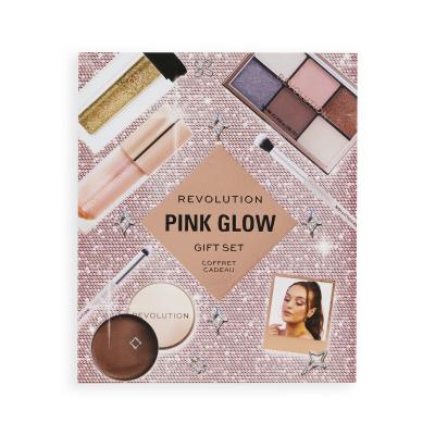 Makeup Revolution London Pink Glow Gift Set Подаръчен комплект палитра сенки за очи Mini Reloaded Palette 4,2 g + блясък за устни Shimmer Bomb 4,5 ml Glimmer Nude + брокат за тяло Viva Loose Body Glitter 3 g Partaay Gold + мултифункционлане балсам за лице, очи и устни Balm Glow 8,2 g Natural Nude + 