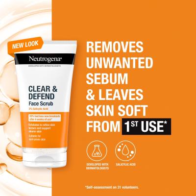 Neutrogena Clear &amp; Defend Face Scrub Ексфолиант 150 ml