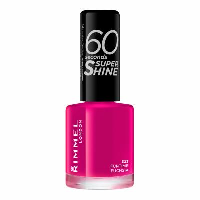 Rimmel London 60 Seconds Super Shine Лак за нокти за жени 8 ml Нюанс 323 Funtime Fuchsia