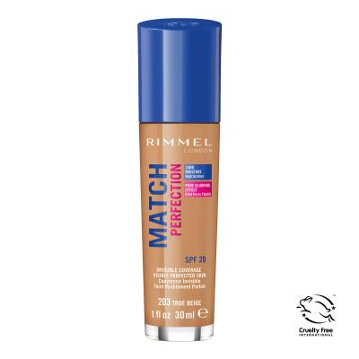 Rimmel London Match Perfection SPF20 Фон дьо тен за жени 30 ml Нюанс 203 True Beige