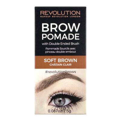 Makeup Revolution London Brow Pomade With Double Ended Brush Гел и помада за вежди за жени 2,5 g Нюанс Soft Brown