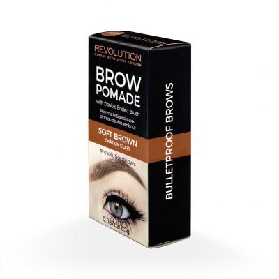 Makeup Revolution London Brow Pomade With Double Ended Brush Гел и помада за вежди за жени 2,5 g Нюанс Soft Brown