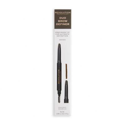 Makeup Revolution London Duo Brow Definer Молив за вежди за жени 0,15 g Нюанс Brown