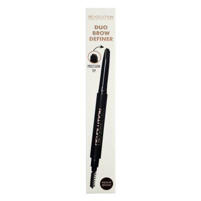 Makeup Revolution London Duo Brow Definer Молив за вежди за жени 0,15 g Нюанс Medium Brown