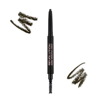 Makeup Revolution London Duo Brow Definer Молив за вежди за жени 0,15 g Нюанс Dark Brown