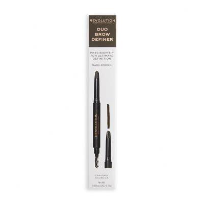 Makeup Revolution London Duo Brow Definer Молив за вежди за жени 0,15 g Нюанс Dark Brown