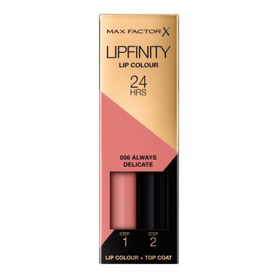 Max Factor Lipfinity 24HRS Lip Colour Червило за жени 4,2 g Нюанс 006 Always Delicate