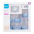 MAM Welcome To The World Set 0m+ Blue Подаръчен комплект шише за бебета Anti-Colic 160 ml 2 бр. + шише за бебета Anti-Colic 260 ml 1 бр. + биберон Start 1 бр. + лента за биберон 1 бр.