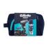 Gillette Mach3 Charcoal Подаръчен комплект самобръсначка 1 бр + гел за бръснене Series Cleansing 200 ml + резервни ножчета 1 бр + козметична чанта