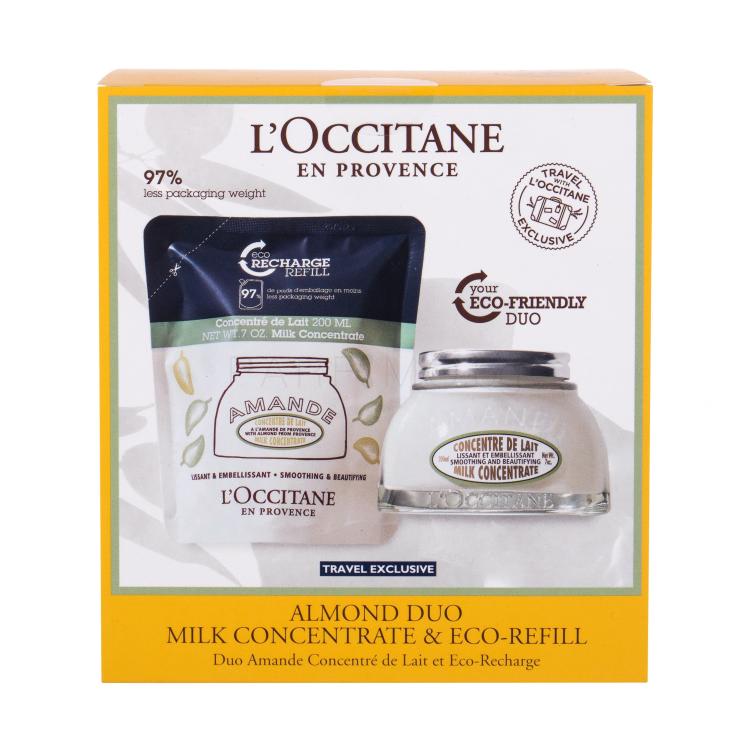 L&#039;Occitane Almond (Amande) Milk Concentrate Подаръчен комплект крем за тяло 200 ml + пълнител за крем за тяло 200 ml увредена кутия