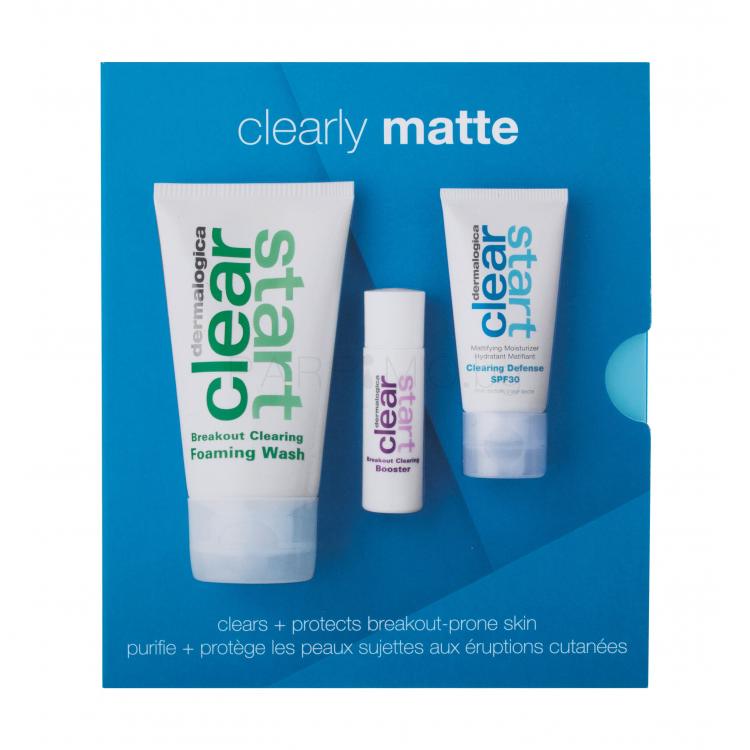 Dermalogica Clearly Matte Skin Kit Подаръчен комплект почистваща пяна Clear StartBreakout Clearing Foaming Wash 75 ml + серум за лице Clear Start Breakout Clearing Booster 10 ml + дневна грижа за лице Clear Start Clearing Defense SPF30 15 ml