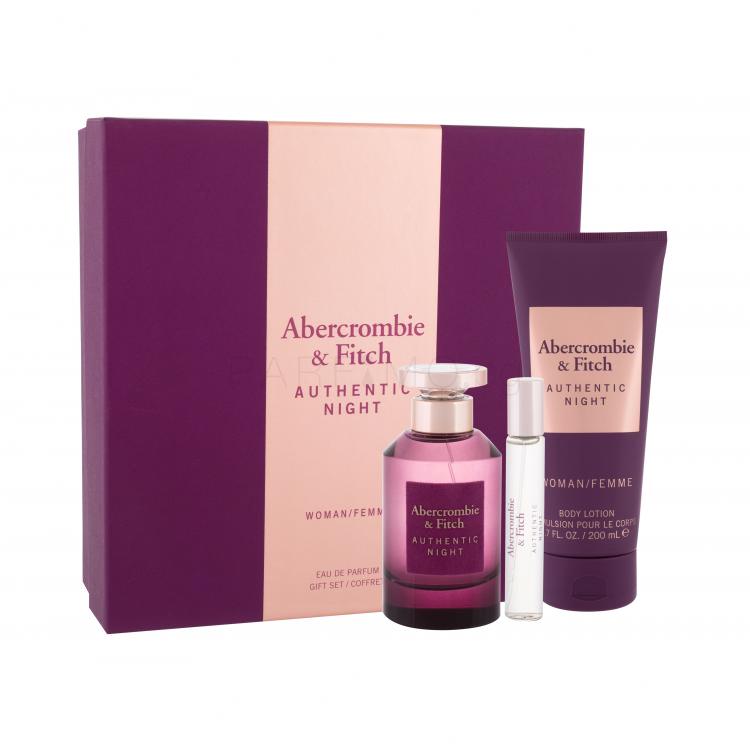 Abercrombie &amp; Fitch Authentic Night Подаръчен комплект EDP 100 ml + EDP 15 ml + лосион за тяло 200 ml