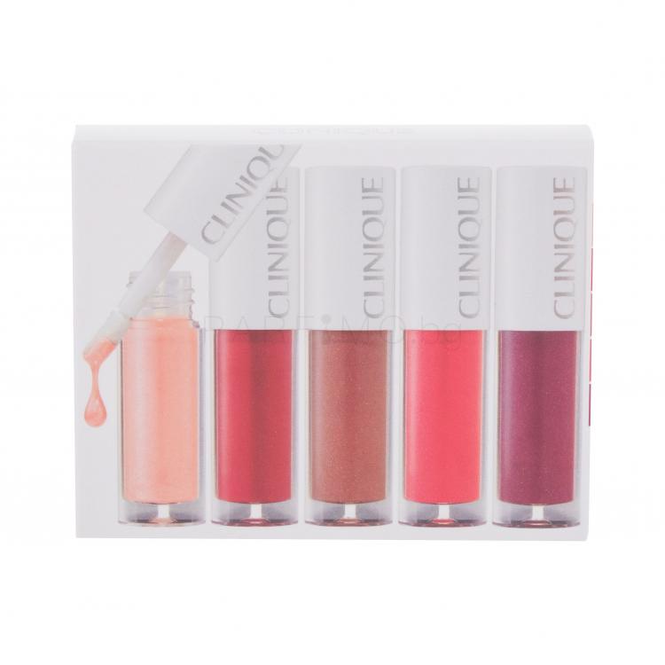 Clinique Clinique Pop Splash™ Lip Gloss + Hydration Подаръчен комплект блясък за устни 1,5 ml + блясък за устни 1,5 ml Juicy Apple + блясък за устни 1,5 ml Sorbet + блясък за устни 1,5 ml Rosewater + блясък за устни 1,5 ml Pinot