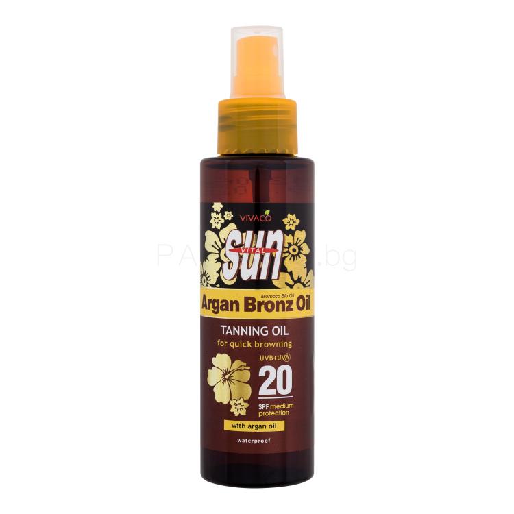 Vivaco Sun Argan Bronz Oil Tanning Oil SPF20 Слънцезащитна козметика за тяло 100 ml