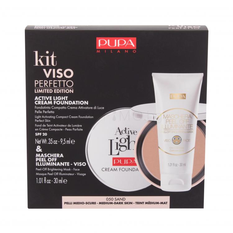 Pupa Active Light Cream Foundation SPF20 Подаръчен комплект фон дьо тен Active Light Cream Foundation SPF20 9,5 ml + маска за лице Maschera Peel-Off Brightening Mask 30 ml