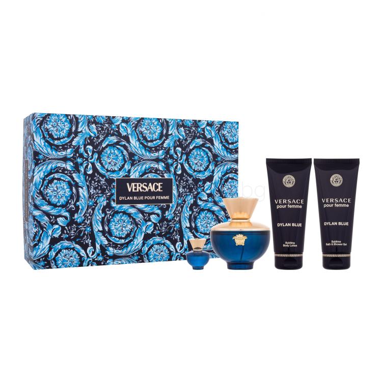 Versace Pour Femme Dylan Blue Подаръчен комплект EDP 100 ml + EDP 5 ml + лосион за тяло 100 ml + душ гел 100 ml