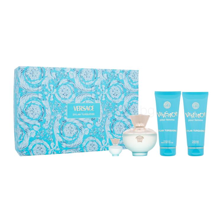 Versace Pour Femme Dylan Turquoise Подаръчен комплект EDT 100 ml + EDT 5 ml + душ гел 100 ml + гел за тяло 100 ml