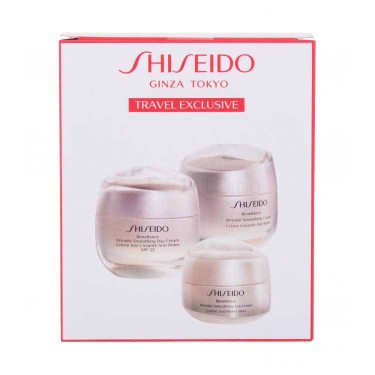 Shiseido Benefiance Подаръчен комплект дневен крем за лице Benefiance Wrinkle Smoothing Day Cream SPF25 50 ml + крем за лице Benefiance Wrinkle Smoothing Cream 50 ml + околоочен крем Benefiance Wrinkle Smoothing Eye Cream 15 ml